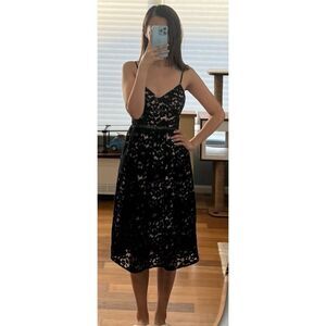 Babaton Aritzia Braylin Marigold Lace Overlay A-Line Midi Dress